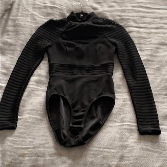 LF black mesh leotard - Picture 2 of 4